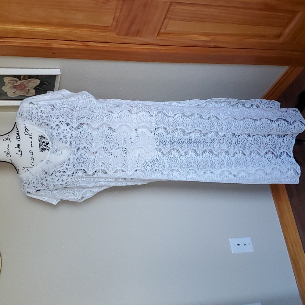 Lulla Collection by Bindya Lace Beach Kimono Cover-up White Size LARGE